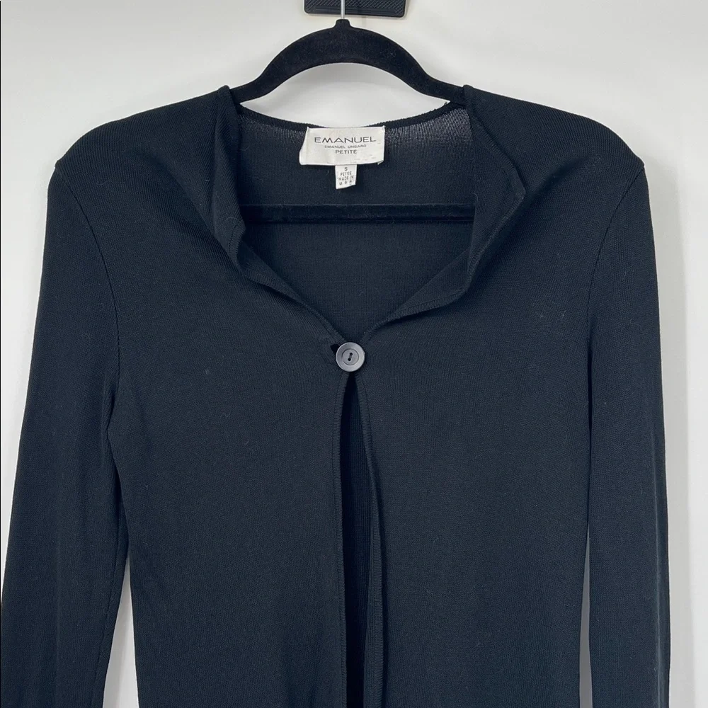 Vintage Emanuel Emanuel Ungaro Black Single Button Cardigan Size Small Petite